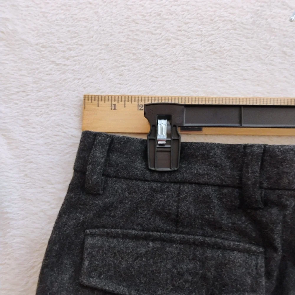 Banana Republic Mens 33x25 Black Wool Blend Emerson Straight Cargo Chino Pants